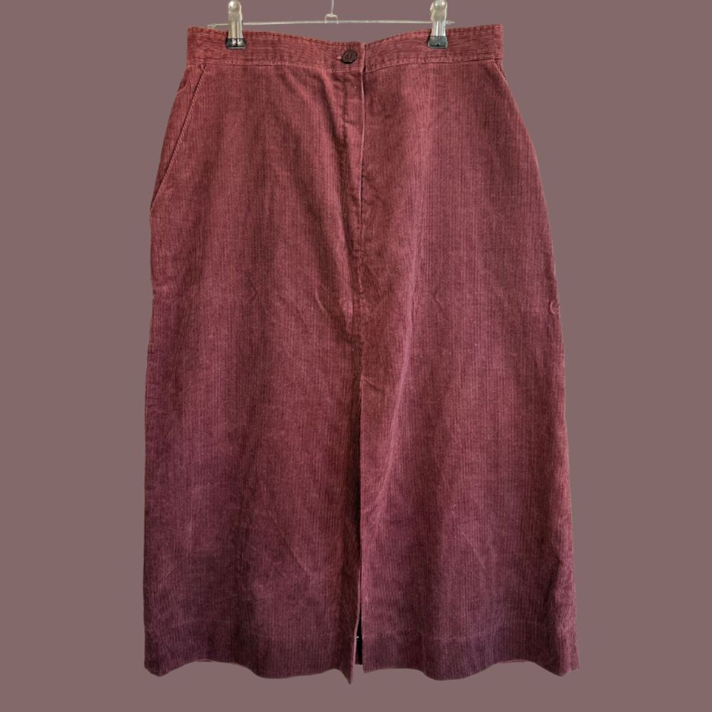 Vintage 70s USA Wrangler Corduroy High Waisted Skirt w/Pockets and Front Slit